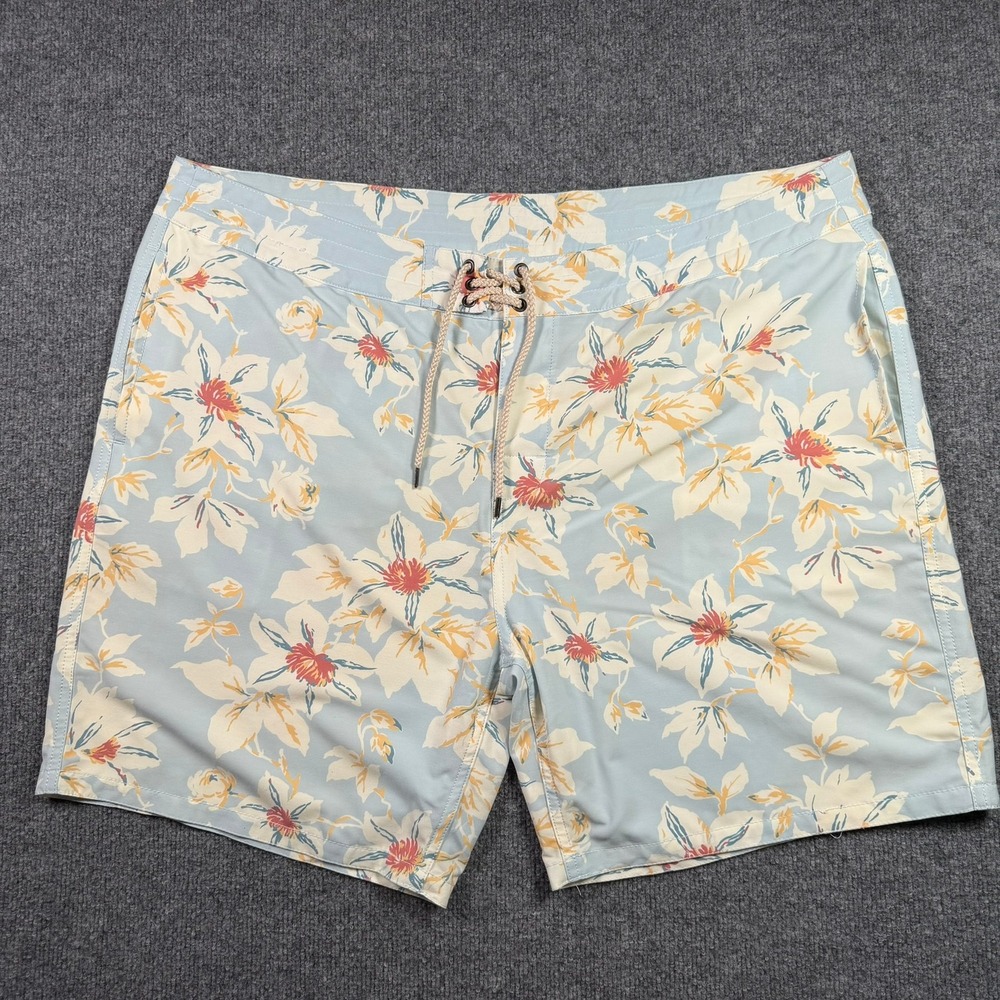 Faherty Board Shorts Mens 42 Blue Floral Beacon Trunk Stretch Recycled Polyester